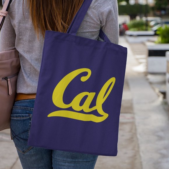 NEW UC Berkeley Cal Golden Bears Script Wordmark Canvas Medium Tote Bag NAVY - Picture 2 of 2